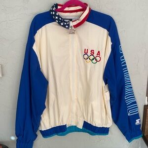 Vintage 90s Starter Jacket Size Large 1996 Atlanta Olympics Swim Team US Olympic